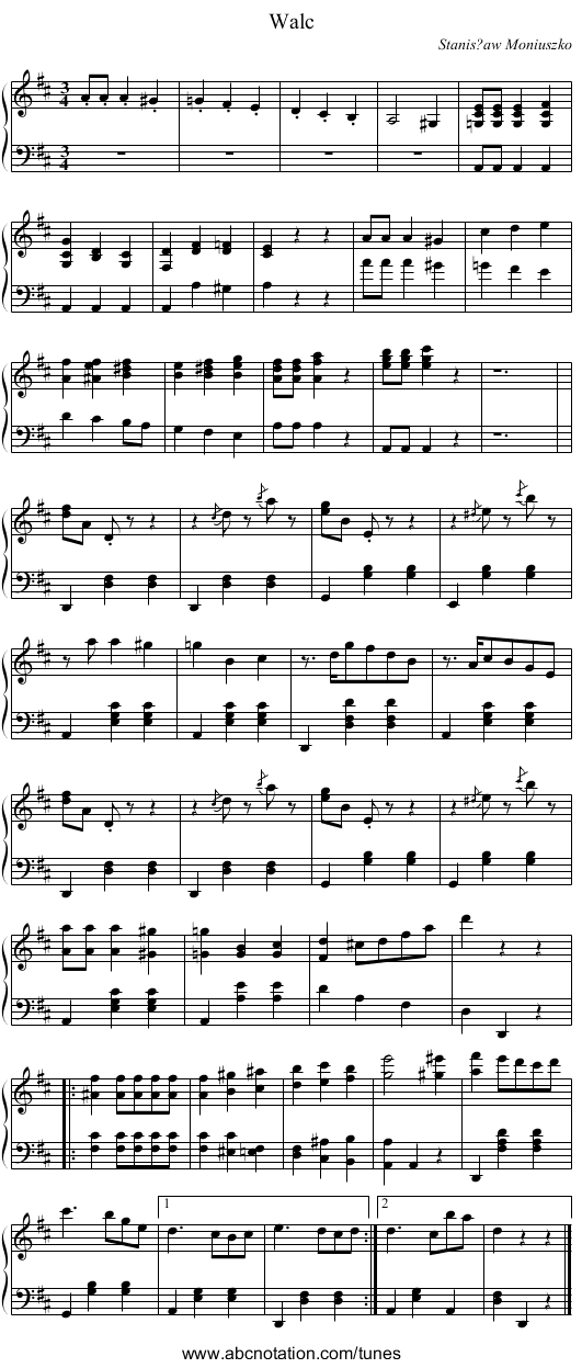 Walc - staff notation