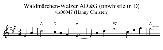 Waldm&auml;rchen-Walzer AD&G (tinwhistle in D) - staff notation