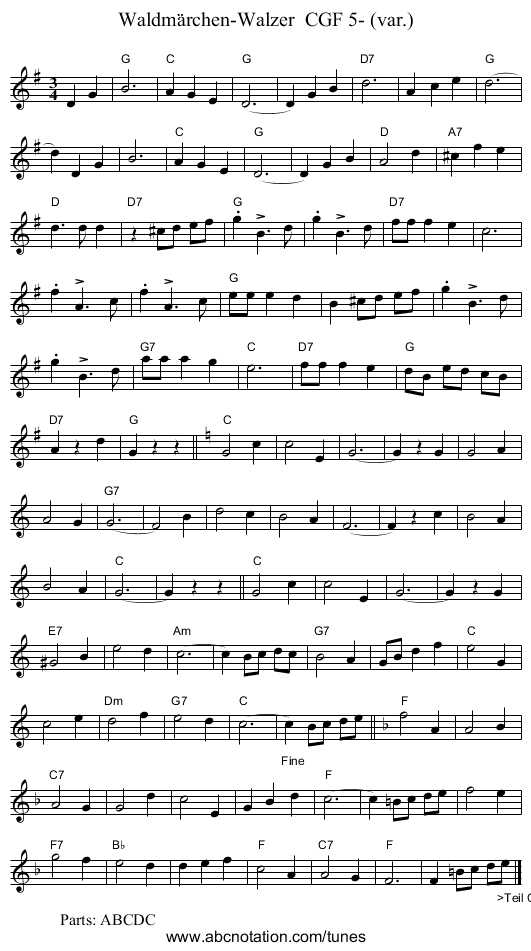 Waldm&auml;rchen-Walzer  CGF 5- (var.) - staff notation