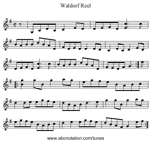 Waldorf Reel - staff notation