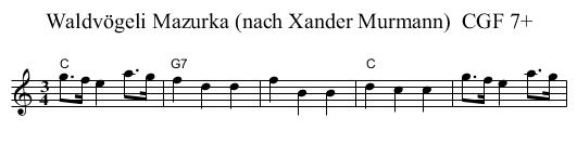 Waldv&ouml;geli Mazurka (nach Xander Murmann)  CGF 7+ - staff notation