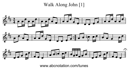 Walk Along John [1] - staff notation