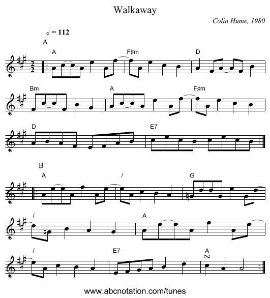 Walkaway - staff notation