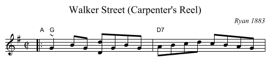 Walker Street (Carpenter's Reel) - staff notation