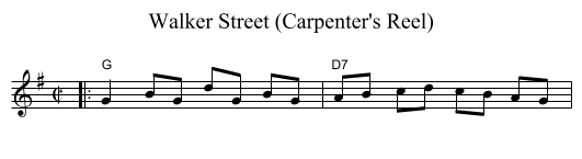 Walker Street (Carpenter's Reel) - staff notation