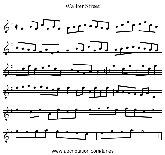 Walker Street - staff notation