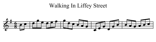 Walking In Liffey Street - staff notation