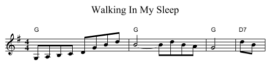 Walking In My Sleep - staff notation