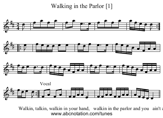 Walking in the Parlor [1] - staff notation