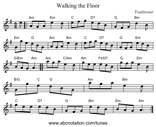 Walking the Floor - staff notation