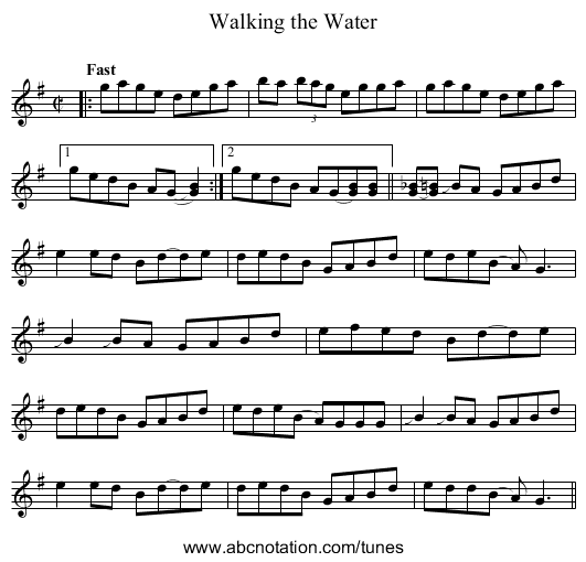 Walking the Water - staff notation