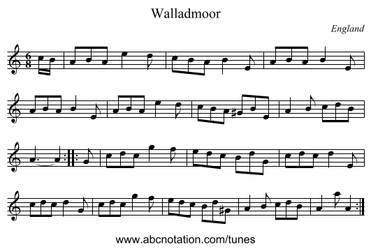 Walladmoor - staff notation