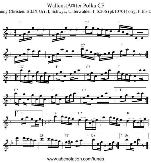 WallenstÃ¤tter Polka CF - staff notation