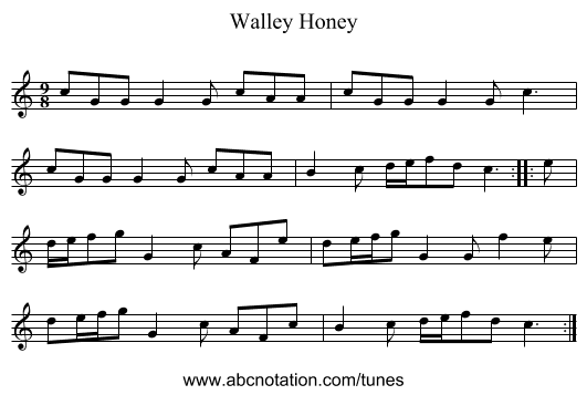 Walley Honey - staff notation