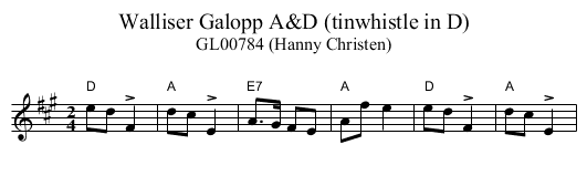 Walliser Galopp A&D (tinwhistle in D) - staff notation