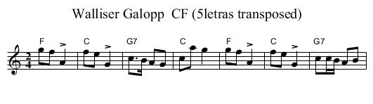 Walliser Galopp  CF (5letras transposed) - staff notation