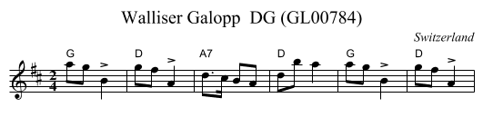 Walliser Galopp  DG (GL00784) - staff notation
