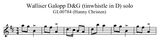 Walliser Galopp D&G (tinwhistle in D) solo - staff notation