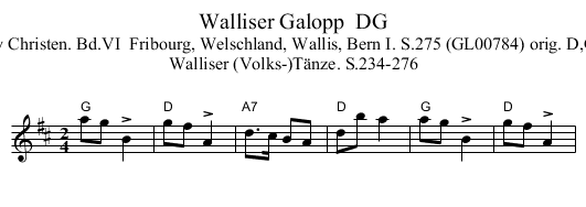 Walliser Galopp  DG - staff notation