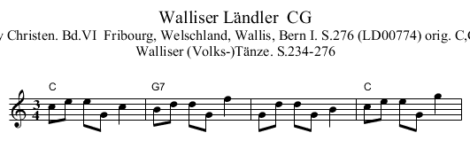 Walliser L&auml;ndler  CG - staff notation
