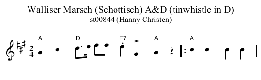Walliser Marsch (Schottisch) A&D (tinwhistle in D) - staff notation