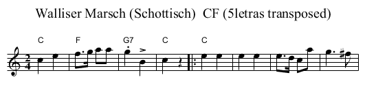 Walliser Marsch (Schottisch)  CF (5letras transposed) - staff notation