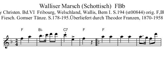 Walliser Marsch (Schottisch)  FBb - staff notation