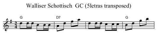 Walliser Schottisch  GC (5letras transposed) - staff notation