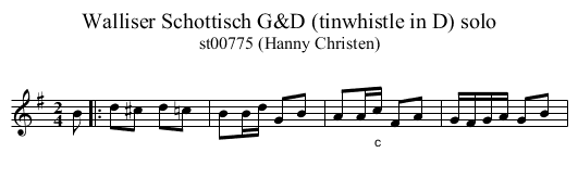 Walliser Schottisch G&D (tinwhistle in D) solo - staff notation