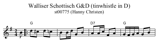 Walliser Schottisch G&D (tinwhistle in D) - staff notation