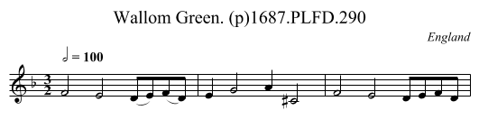 Wallom Green. (p)1687.PLFD.290 - staff notation