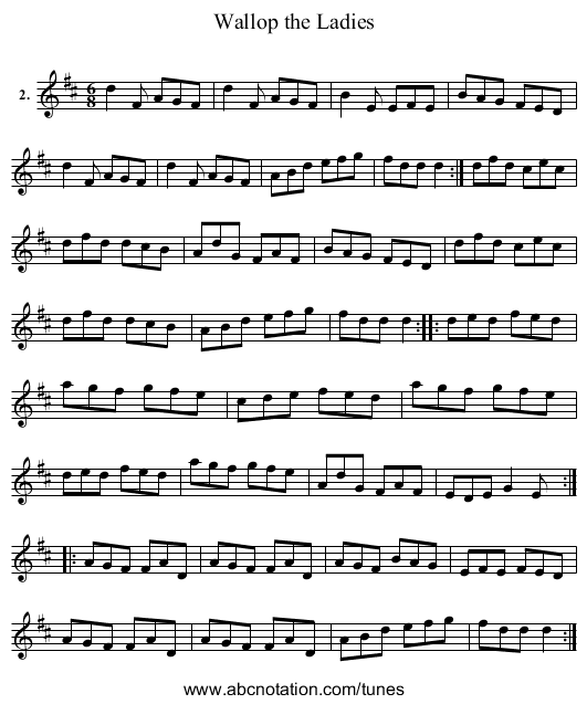 Wallop the Ladies - staff notation