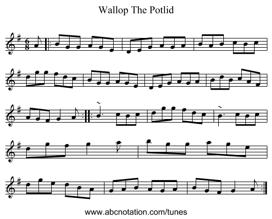 Wallop The Potlid - staff notation