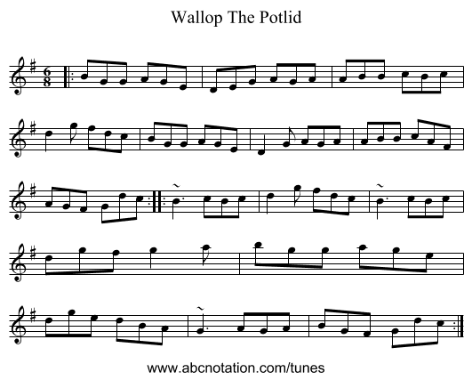 Wallop The Potlid - staff notation
