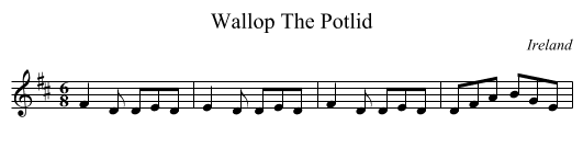 Wallop The Potlid - staff notation