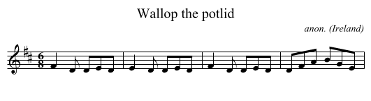 Wallop the potlid - staff notation
