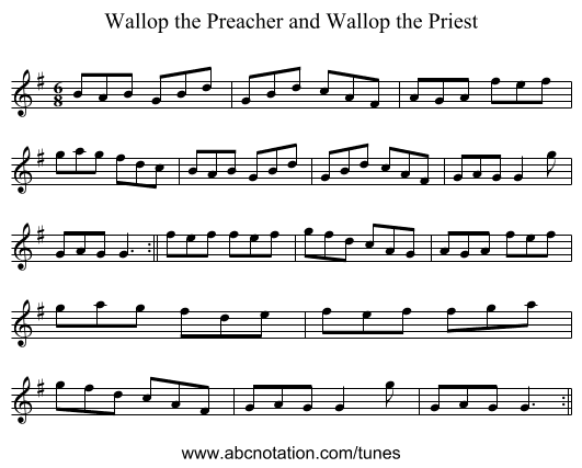 Wallop the Preacher and Wallop the Priest - staff notation