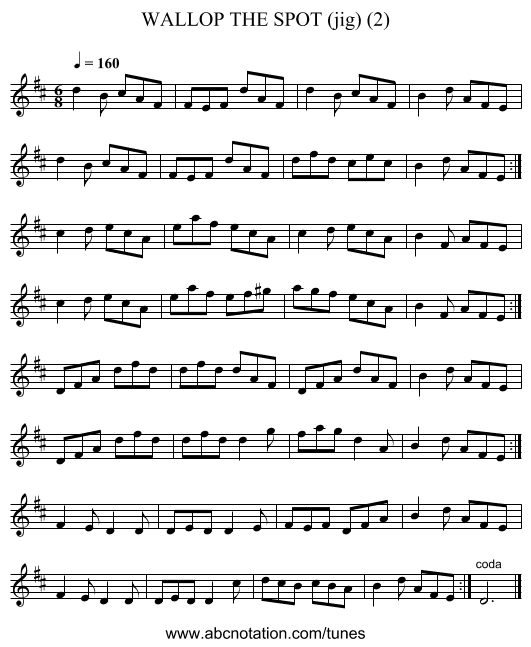 WALLOP THE SPOT (jig) (2) - staff notation