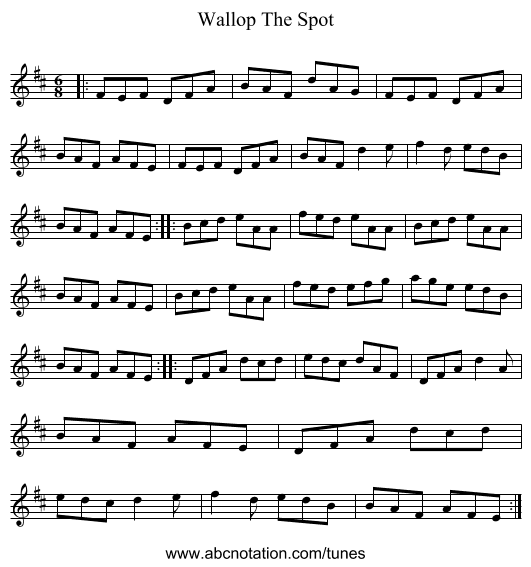 Wallop The Spot - staff notation