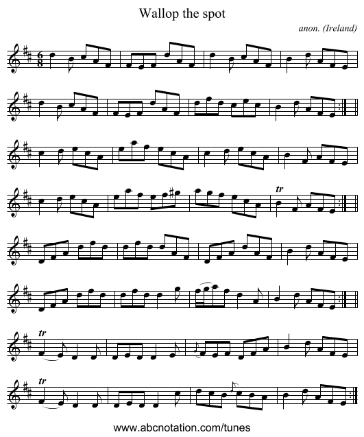 Wallop the spot - staff notation