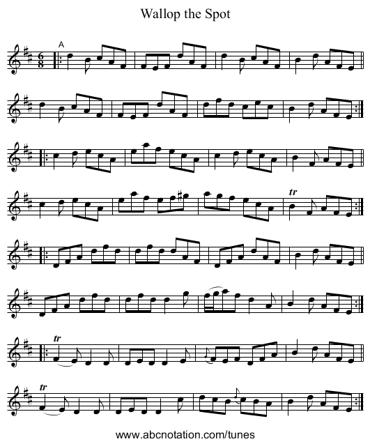 Wallop the Spot - staff notation