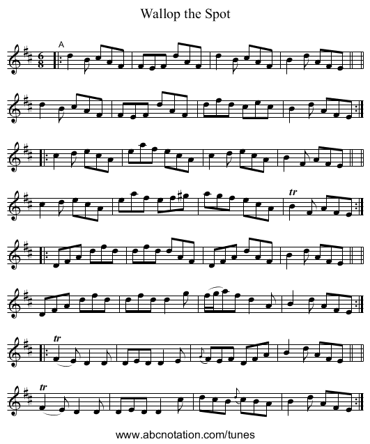 Wallop the Spot - staff notation