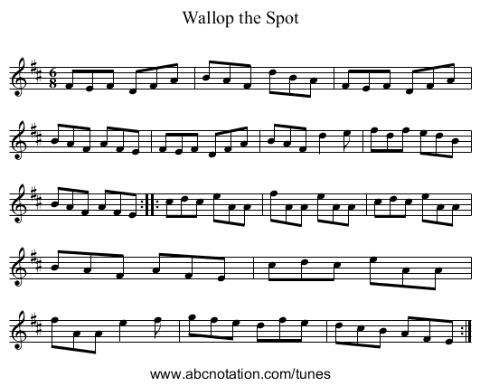 Wallop the Spot - staff notation