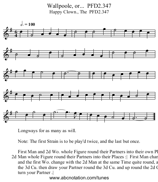 Wallpoole, or...  PFD2.347 - staff notation