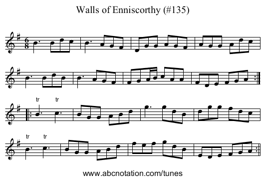 Walls of Enniscorthy (#135) - staff notation