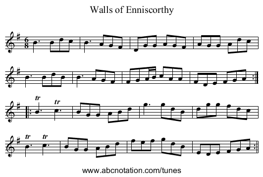 Walls of Enniscorthy - staff notation