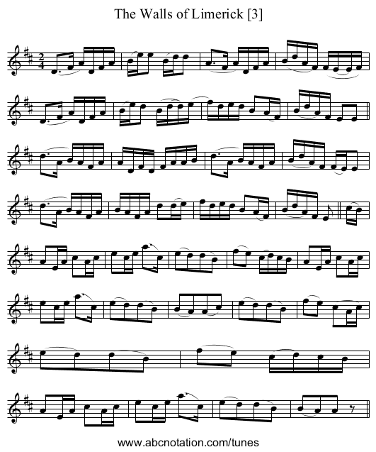 Walls of Limerick [3], The - staff notation