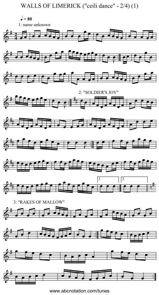WALLS OF LIMERICK (ceili dance - 2/4) (1) - staff notation