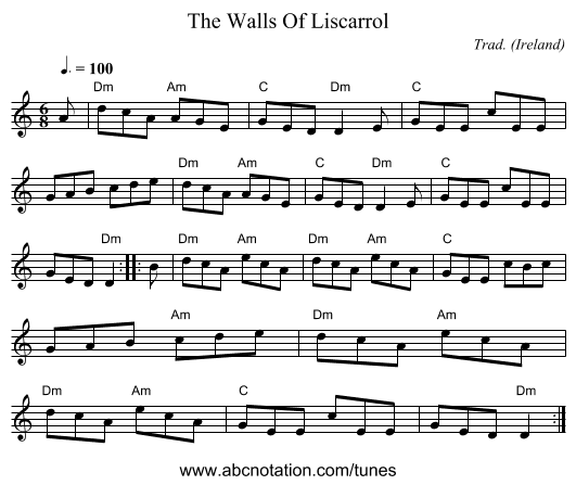 Walls Of Liscarrol, The - staff notation