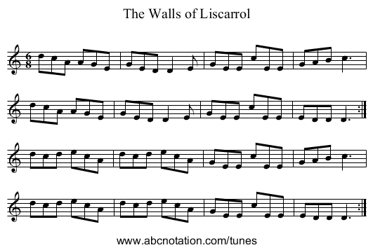 Walls of Liscarrol, The - staff notation